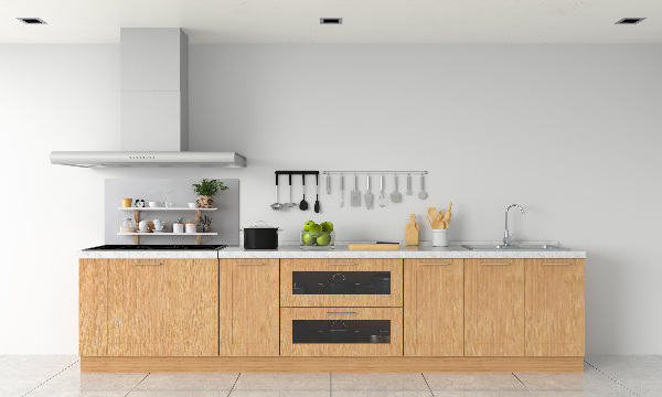 Pannello paraschizzi cucina con decorazioni raffigurate sullo scaffale