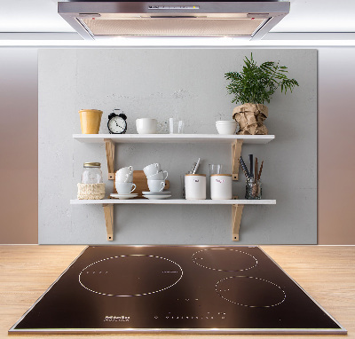 Pannello paraschizzi cucina con decorazioni raffigurate sullo scaffale