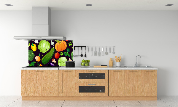 Rivestimento parete cucina con motivo di verdure colorate