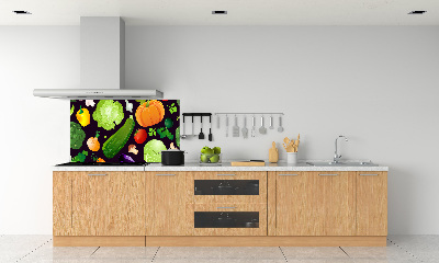 Rivestimento parete cucina con motivo di verdure colorate