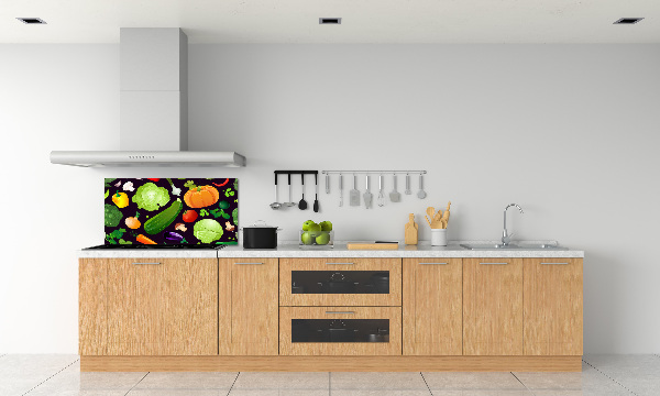 Rivestimento parete cucina con motivo di verdure colorate