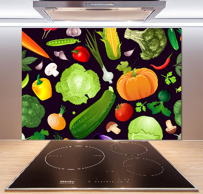 Rivestimento parete cucina con motivo di verdure colorate