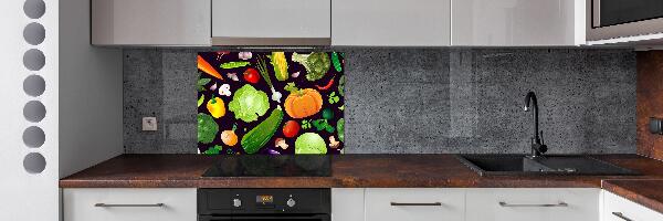 Rivestimento parete cucina con motivo di verdure colorate