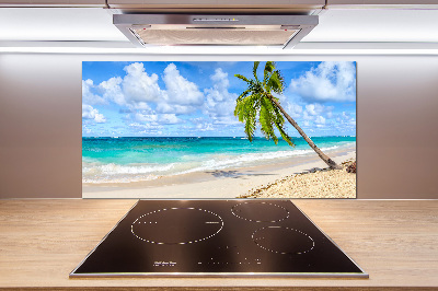 Rivestimento parete cucina con motivo 'Spiaggia tropicale' per decorare la parete