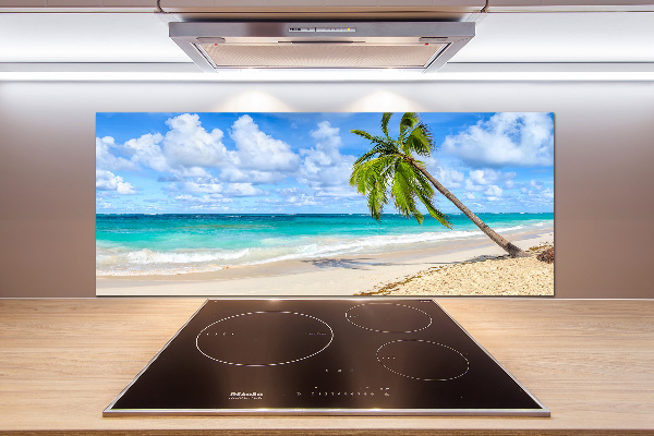 Rivestimento parete cucina con motivo 'Spiaggia tropicale' per decorare la parete
