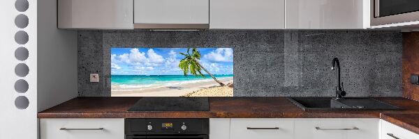 Rivestimento parete cucina con motivo 'Spiaggia tropicale' per decorare la parete