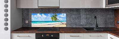 Rivestimento parete cucina con motivo 'Spiaggia tropicale' per decorare la parete