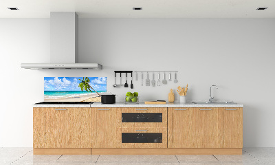 Rivestimento parete cucina con motivo 'Spiaggia tropicale' per decorare la parete