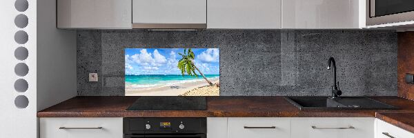 Rivestimento parete cucina con motivo 'Spiaggia tropicale' per decorare la parete