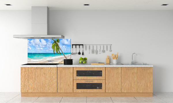 Rivestimento parete cucina con motivo 'Spiaggia tropicale' per decorare la parete