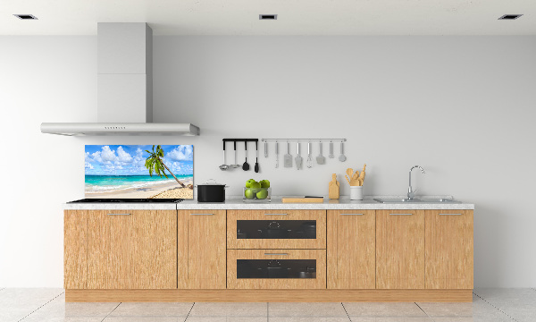 Rivestimento parete cucina con motivo 'Spiaggia tropicale' per decorare la parete
