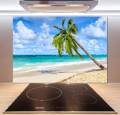 Rivestimento parete cucina con motivo 'Spiaggia tropicale' per decorare la parete