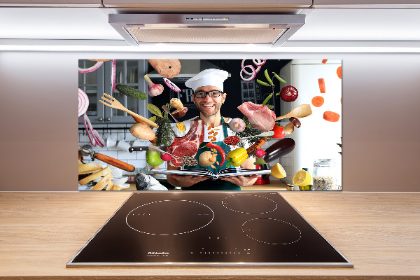 Rivestimento parete cucina con decorazione 