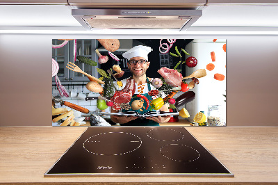 Rivestimento parete cucina con decorazione 