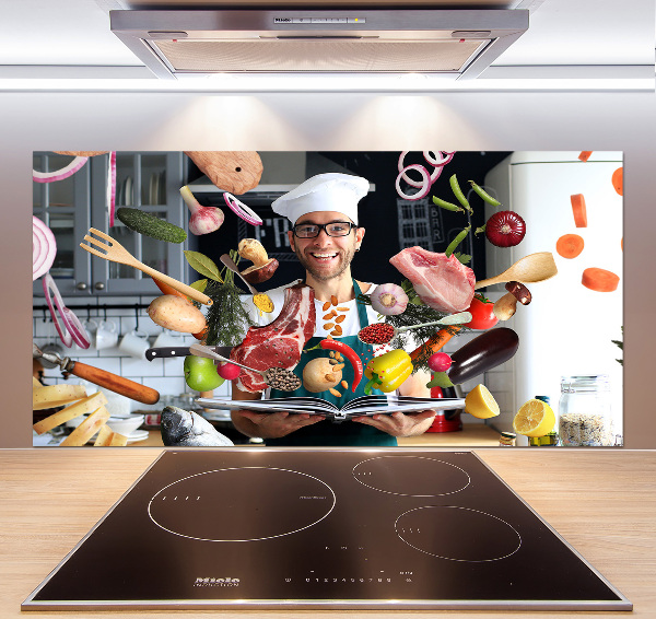 Rivestimento parete cucina con decorazione 