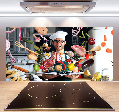 Rivestimento parete cucina con decorazione 