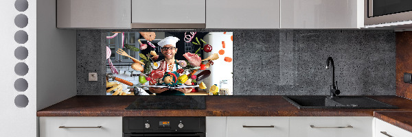 Rivestimento parete cucina con decorazione 