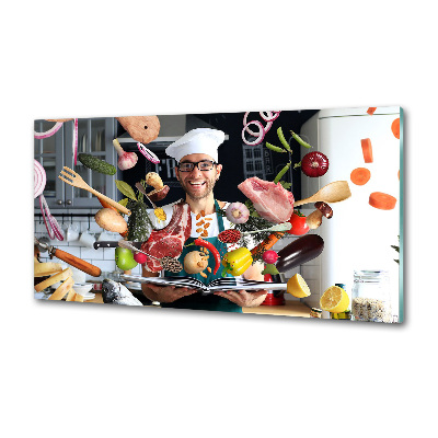 Rivestimento parete cucina con decorazione 