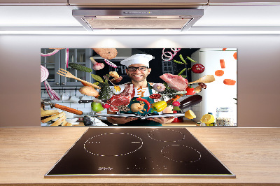 Rivestimento parete cucina con decorazione 