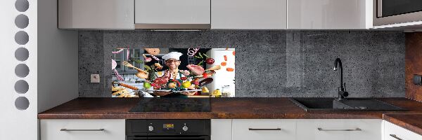 Rivestimento parete cucina con decorazione 