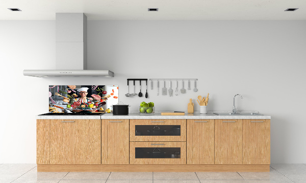 Rivestimento parete cucina con decorazione 