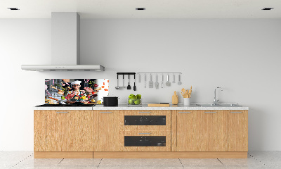 Rivestimento parete cucina con decorazione 