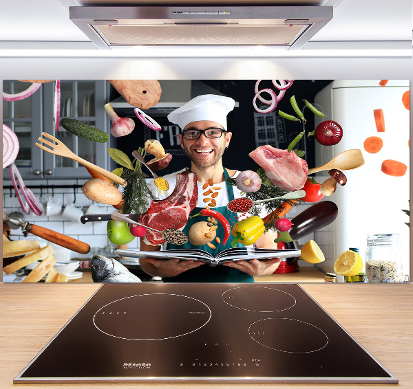 Rivestimento parete cucina con decorazione 