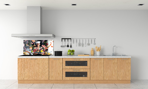 Rivestimento parete cucina con decorazione 