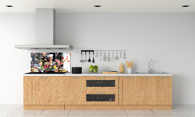Rivestimento parete cucina con decorazione 