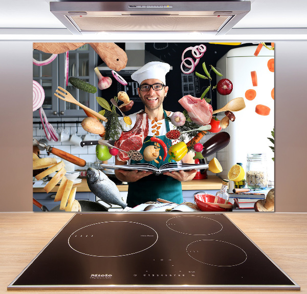 Rivestimento parete cucina con decorazione 