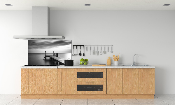 Pannello retrocucina con stampa del molo sul lago