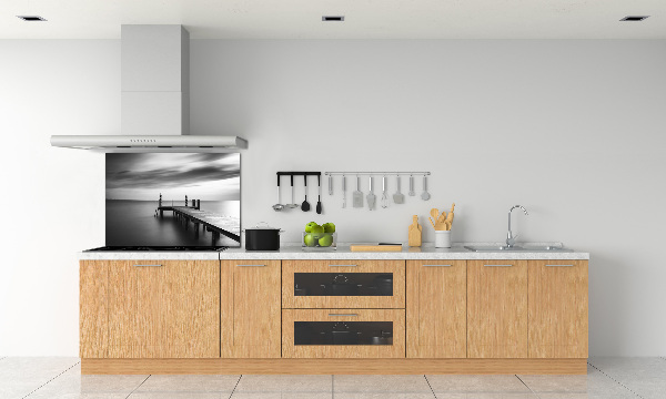 Pannello retrocucina con stampa del molo sul lago