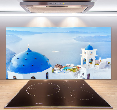 Rivestimento parete cucina con motivo ispirato a Santorini, Grecia