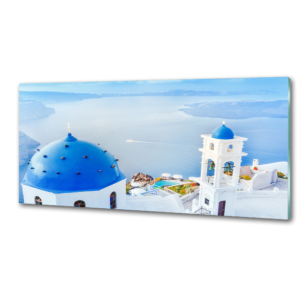 Rivestimento parete cucina con motivo ispirato a Santorini, Grecia