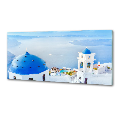 Rivestimento parete cucina con motivo ispirato a Santorini, Grecia