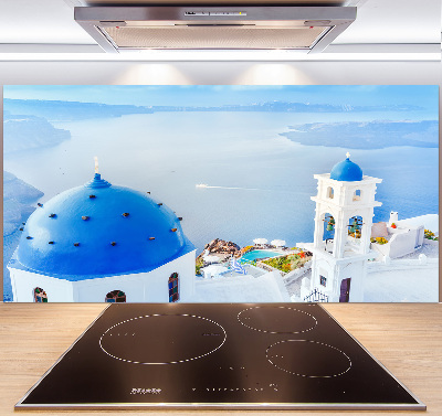 Rivestimento parete cucina con motivo ispirato a Santorini, Grecia