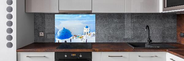 Rivestimento parete cucina con motivo ispirato a Santorini, Grecia