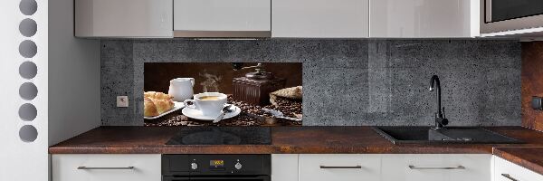 Pannello retrocucina con motivo Cornetti e caffè