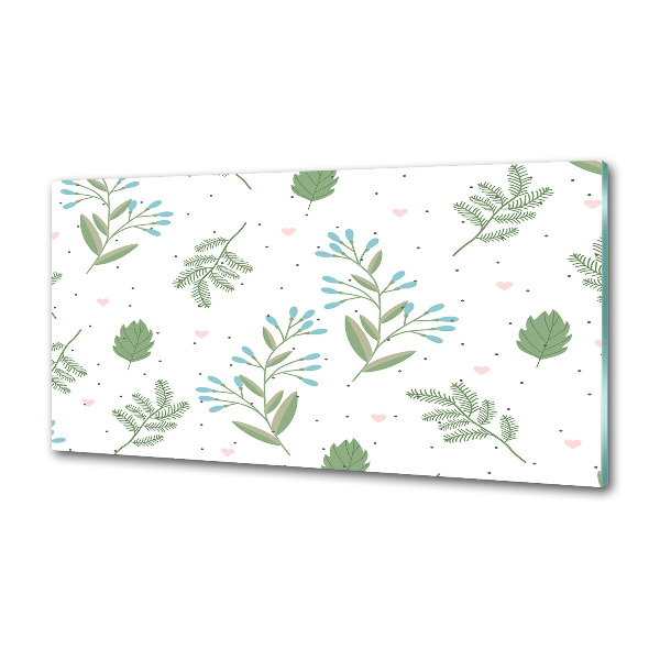 Rivestimento parete cucina con motivo a foglie