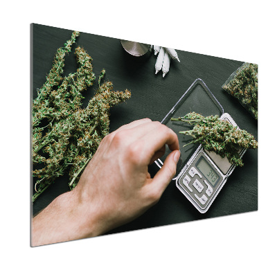 Pannello retrocucina con motivo di cime di marijuana