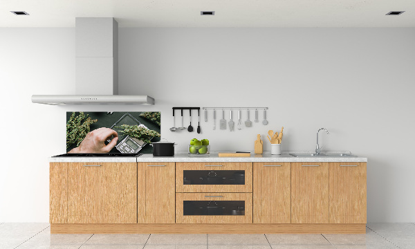 Pannello retrocucina con motivo di cime di marijuana