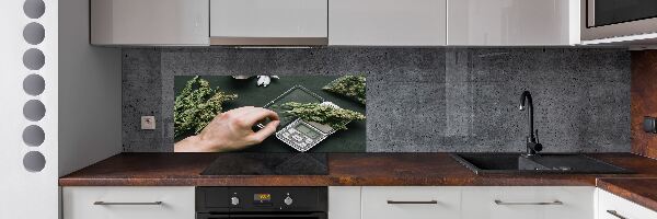Pannello retrocucina con motivo di cime di marijuana