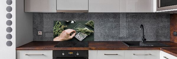 Pannello retrocucina con motivo di cime di marijuana