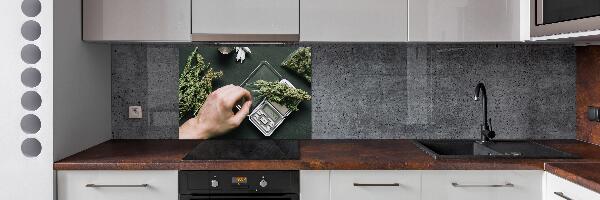 Pannello retrocucina con motivo di cime di marijuana