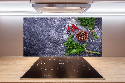 Pannello retrocucina con motivo di erbe aromatiche e spezie