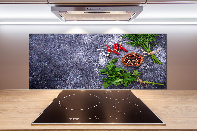 Pannello retrocucina con motivo di erbe aromatiche e spezie