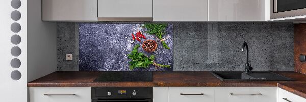 Pannello retrocucina con motivo di erbe aromatiche e spezie