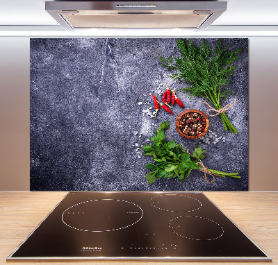 Pannello retrocucina con motivo di erbe aromatiche e spezie