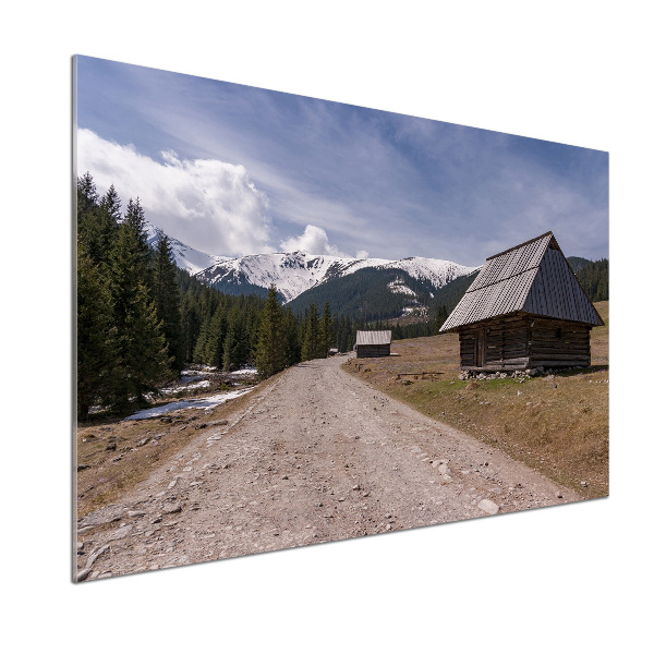 Pannello retrocucina con stampa raffigurante un cottage di montagna