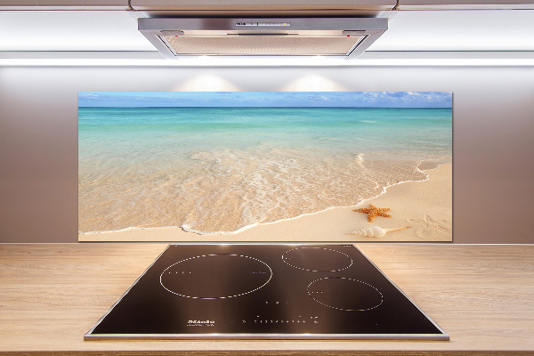 Pannello retrocucina con stampa di stelle marine su sfondo spiaggia